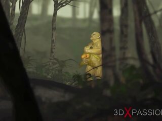 Pazzo adulti film in enchanted foresta enorme manhood e femmina goblin